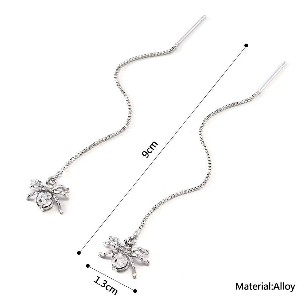 Earrings Pendant Long Chain Dangle for women Crystal Spider Alloy