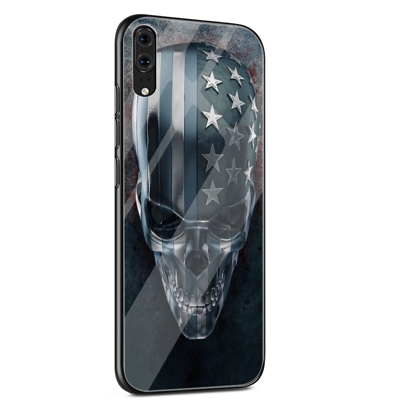 Стеклянный Чехол для мобильного телефона huawei P30 P20 P Smart P10 Y6 7A Y9 Honor 8X9 10 mate 20 Pro Lite обои черепа милые