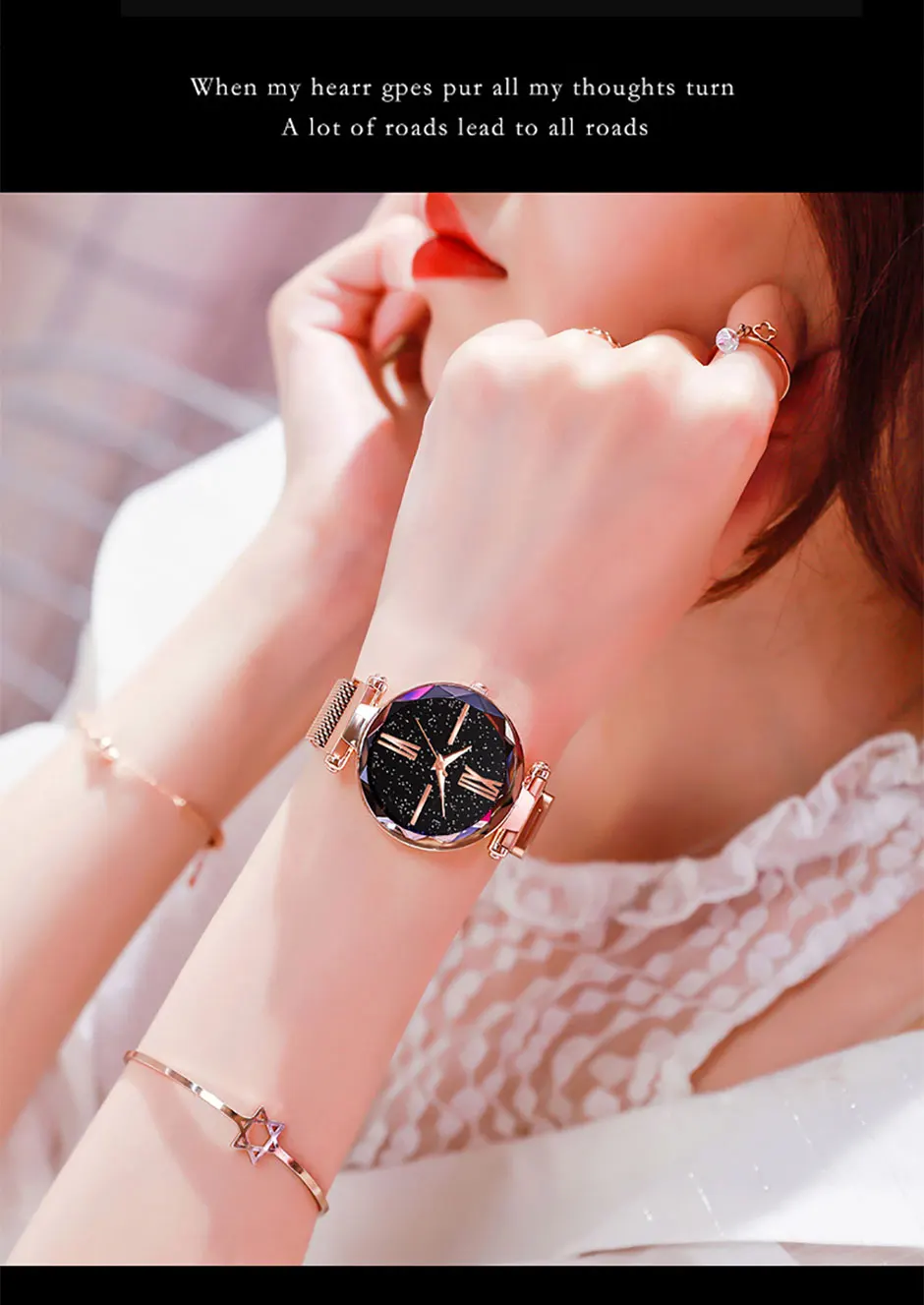Популярные женские часы модные элегантные магнитные пряжки таинственные Фиолетовые женские наручные часы звездное небо римские цифровые часы