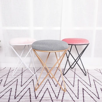 

Dressing Stool Fashion Wrought Iron Stool Fabric Change Shoe Bench Bedroom Dressing Table Chair Nail Makeup Stool MJ710
