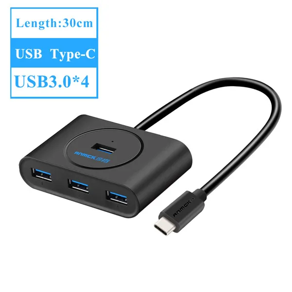 Anmck usb-хаб USB 3,0 USB C концентратор для MacBook Pro поверхностный концентратор USB Type C USB 2,0 адаптер с Micro USB для компьютера USB разветвитель - Цвет: 0.3m-USB-C 3.0