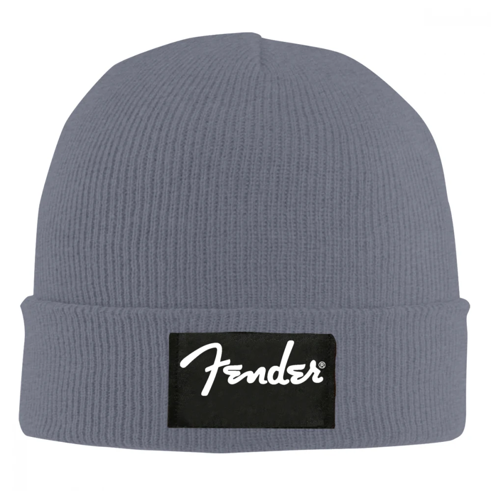 Темно-серый Шапка бини с принтом Fender2 для мужчин и женщин вязанные шапочки Skullies теплые зимние унисекс Лыжная хип хоп шапка - Цвет: Темно-серый