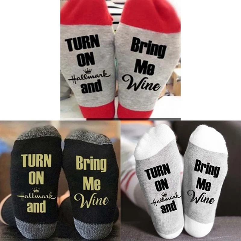 Christmas Letters Printed Women Winter Warm Socks Christmas Gifts