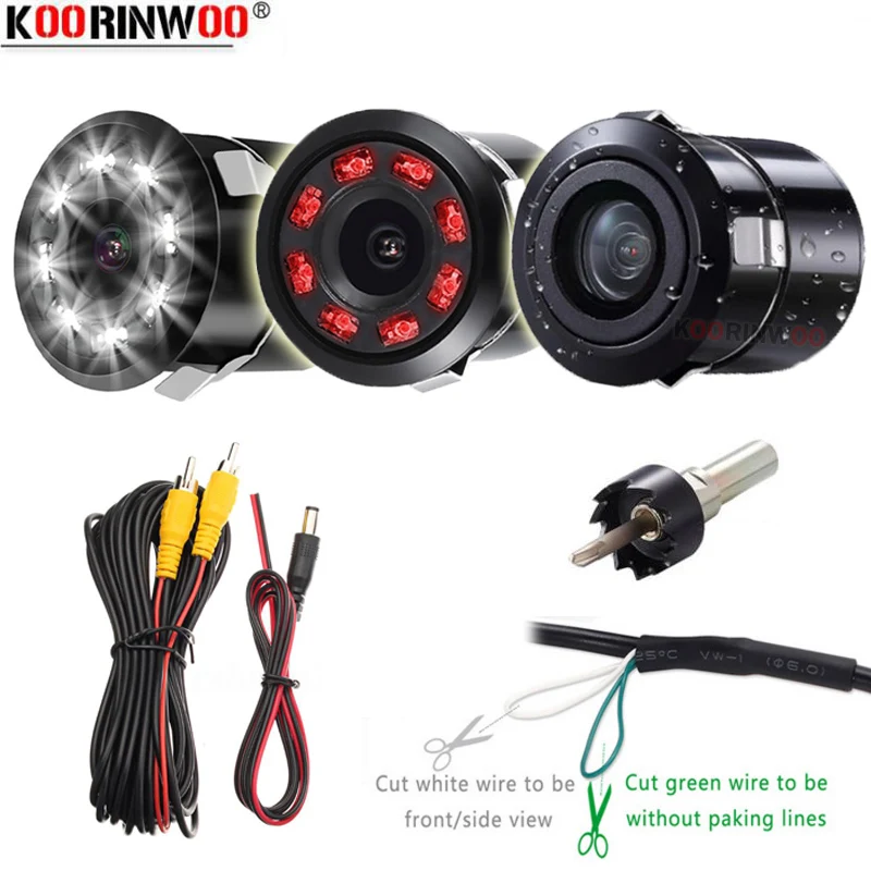 Koorinwoo Ccd Video System Switch Car Rear View Camera / Front Camera Ir Led Reverse Vehicle Camera Security Accessori Per Auto 12V