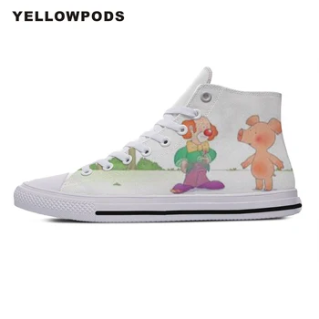 

Personality Men's Casual Shoes Hot Cool Handiness Cartoon Funny Kawaii Wibbly Pig Cute Cartoon Custom Sneakers White