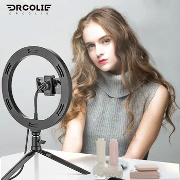 

DROCLIE 26cm mobile phone live fill light led ring light desktop tripod selfie anchor beauty photo light
