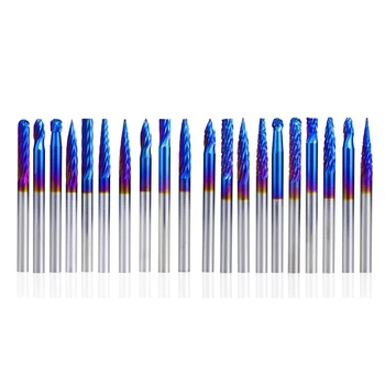 

20Pcs 3X3mm Blue Coating Double Cut and Single Mixed Rotary Files Carbide Router Rasps Rotary Burrs Set