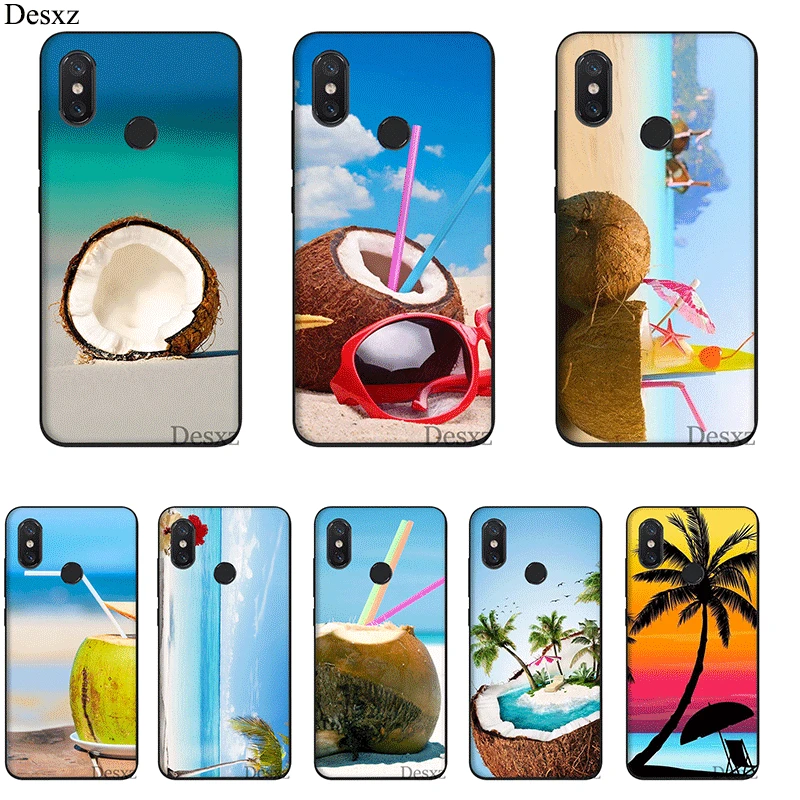 Mobile Phone Case Tpu For Xiaomi Redmi Note 4 4X 5 6 7 Pro 5A Cover Fruit Coconut On The Beach Printing Drawing Shell | Мобильные