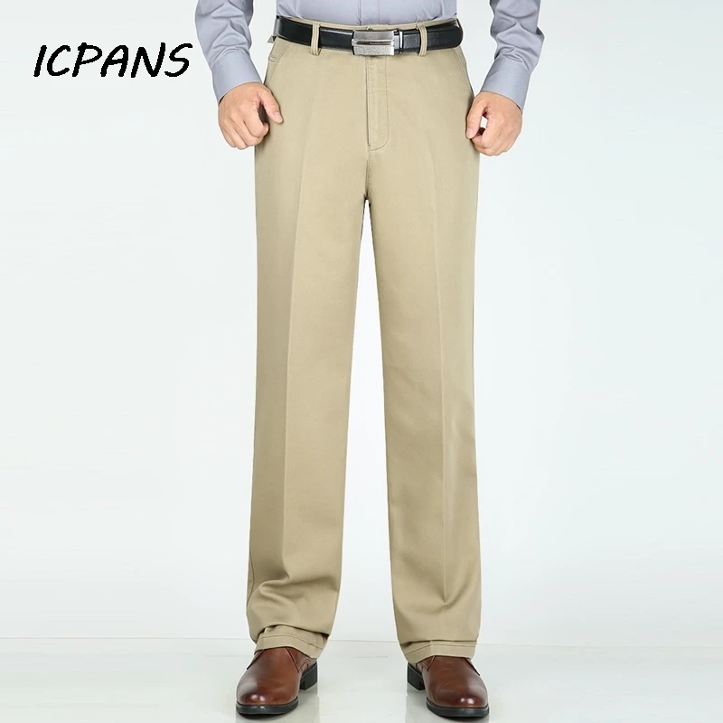 High Waist Dress Pants Men Straight Stretch Flat Cotton Black Spring Autumn Office Formal Suit Trousers Men Big Size 29-40 42 3