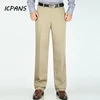 High Waist Dress Pants Men Straight Stretch Flat Cotton Black Spring Autumn Office Formal Suit Trousers Men Big Size 29-40 42 3