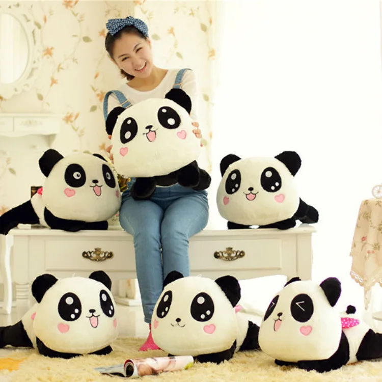 6 Styles 1pcs Kawaii Panda Stuffed Plush Toys Lying Animal