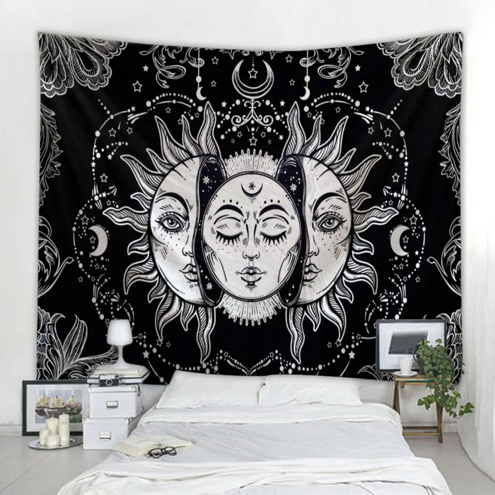 Hermosa psychedelic cara de impresión de gran montado en la pared barato hippie colgante de pared bohemio tapiz mandala de pared arte Decoración