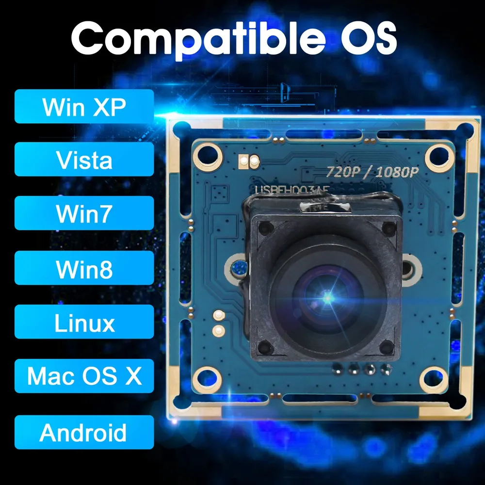 ELP 1080P AF 120fps CMOS OV2710 Цветной Объектив с нулевым искажением Автофокус USB веб камера