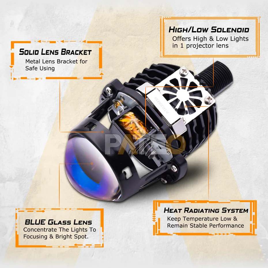 ハローリング-ミニLEDプロジェクターレンズ,2.0インチレンズ