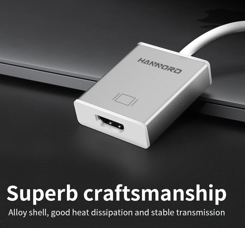 Hannord USB C к HDMI адаптер 4K Кабель USB 3,1 тип-c к HDMI адаптер для мужчин и женщин для MacBook Pro samsung Galaxy S10/S9