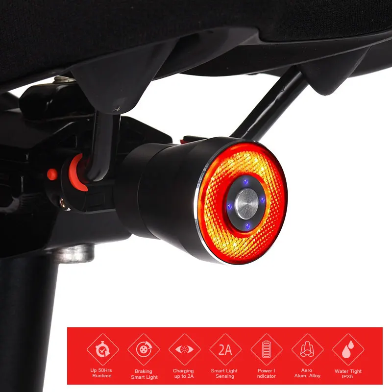

Smart Bike Light Brake induction Bicycle Back Lights USB Charging IP65 Waterproof Rainproof Tail light Mtb Mountain Cycle light