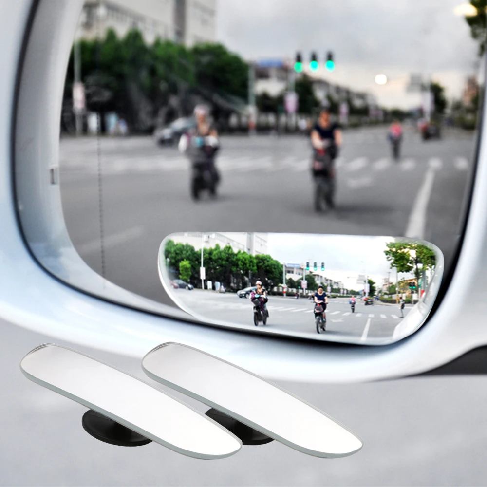 2Pcs Car Curved Wide Angle Rear View Mirror Clear Slim Blind Spot Mirror Reversing Convex Rear View Mirror Parking Mirror