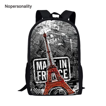 

Nopersonlity Classic Eiffel Tower Landscape Backpack for School Kids Printing 16inch Student Kids Bagpack Sac a Dos Bookbag
