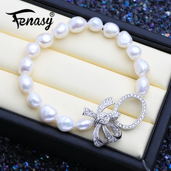 

FENASY Natural Baroque Pearl Bracelets & Bangles Adjustable Charms And Charm Bracelet For Women Wedding Engagement Link Bracelet