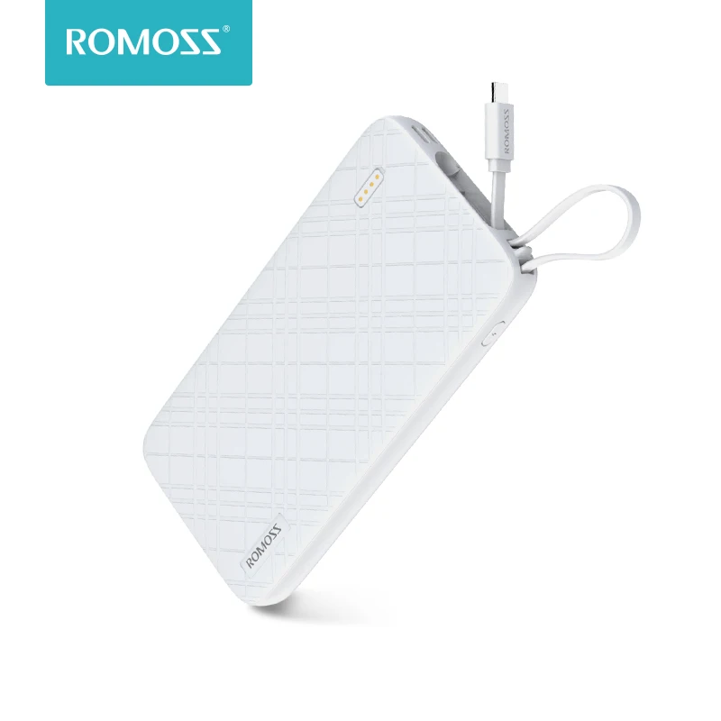 ROMOSS QS10 10000 мАч запасные аккумуляторы для телефонов со встроенным Micro USB кабель Внешний батарея пакет путешествия размеры портативный зарядное устройство для iPhone