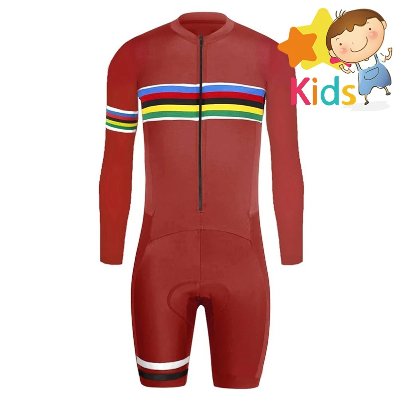 6 цветов, Pro Speedsuit, детский велокостюм, Триатлон с длинными рукавами для детей, спортивный костюм, спортивный костюм, одежда для велоспорта