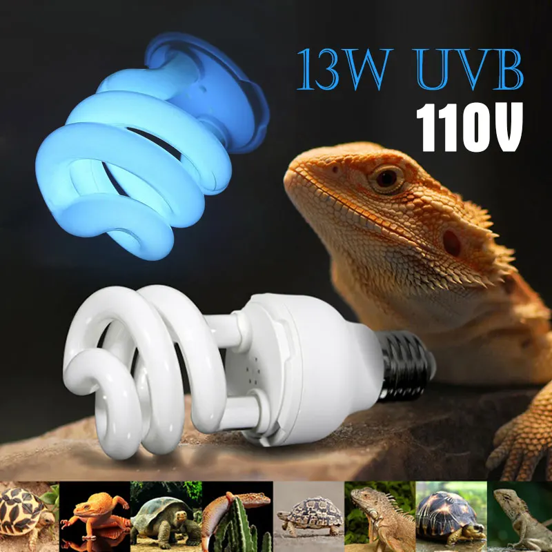 110V Portable Energy Saving Lamp Calcium Dragon Light Turtle Screw Compressed Light Lizard Ultraviolet UVB10.0 Growing Heater