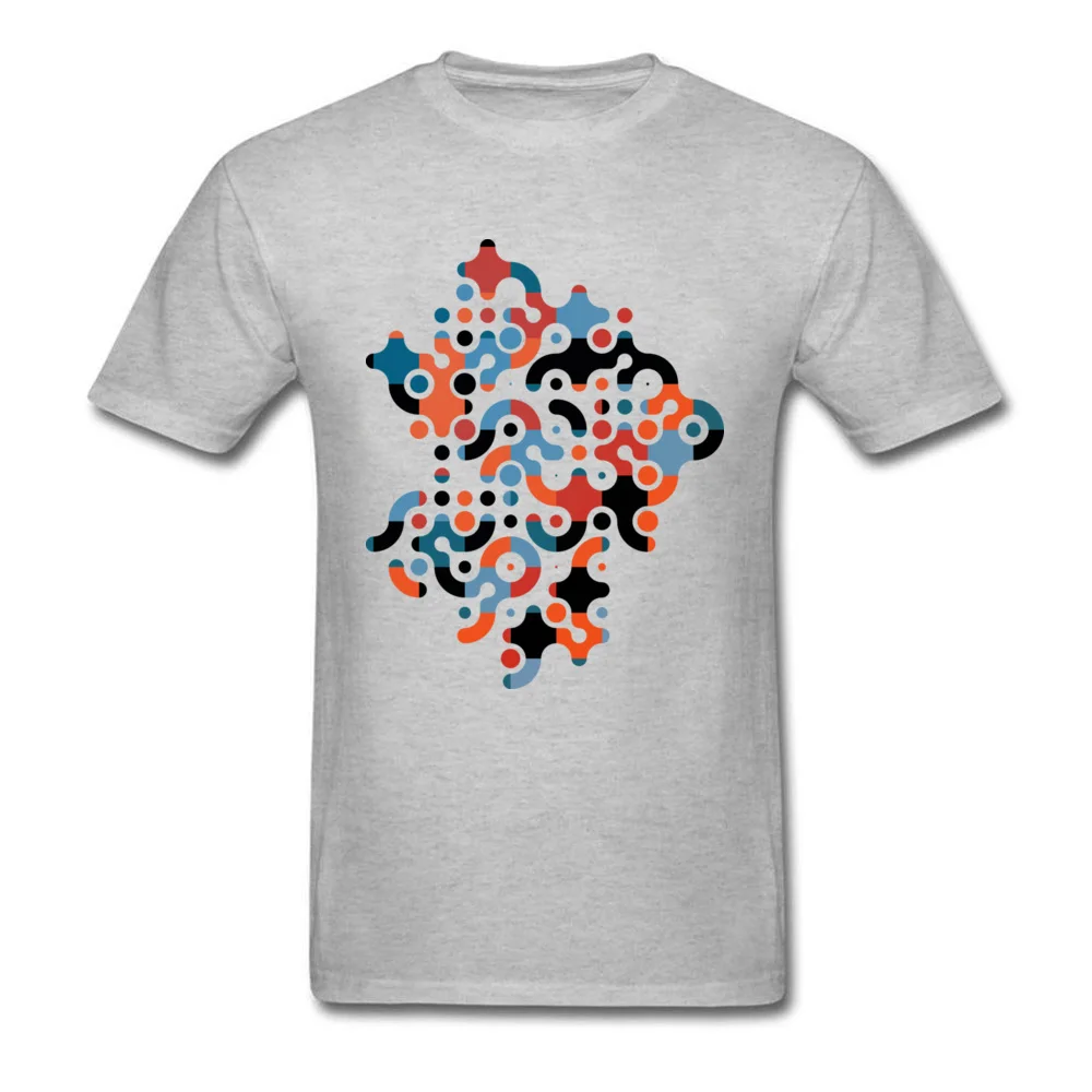2018 Coalesce Geometric Pattern Dot Print Men Chic Grey Plus Size Cotton Tops Tees Casual Short Sleeve T-shirt Geek |