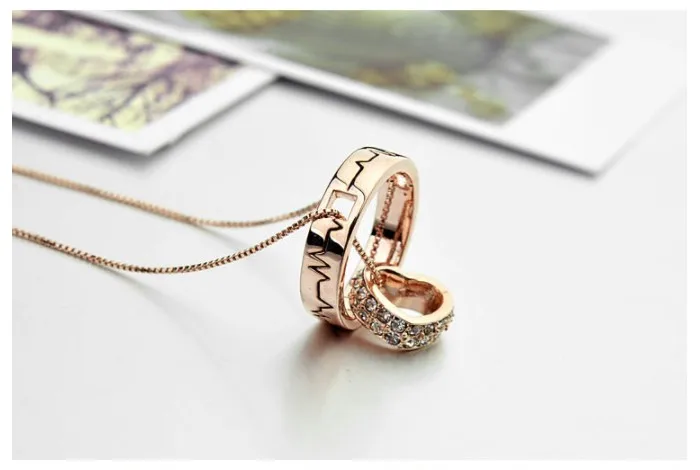 Новинка 2021 оригинальная цепочка с подвеской в виде кольца и сердца от Swarovski |