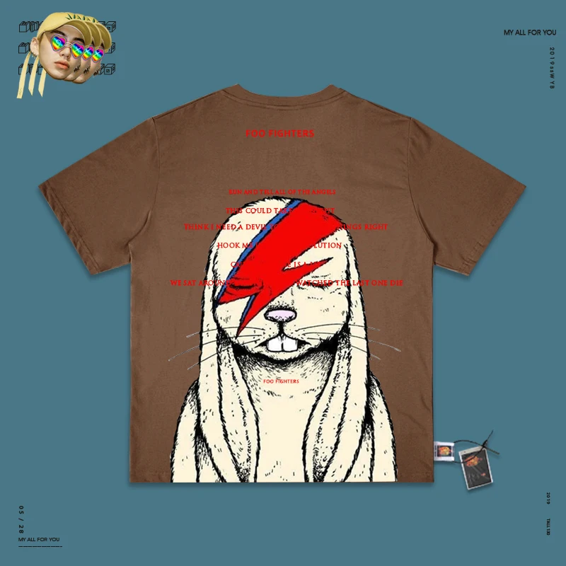 Tide Brand T Shirt Fire War Chariot Band Foo Fighters Salute Fund Rock Music Lover Short Sleeve T Shirt Men And Women - Цвет: Coffee