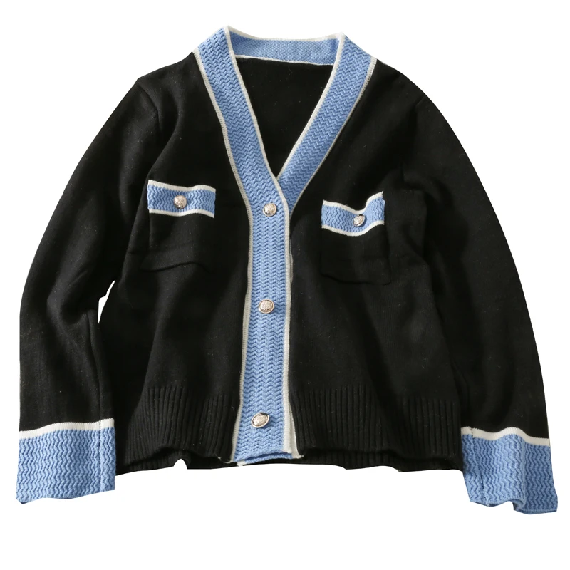 

Женский трикотажный кардиган с V-образным вырезом, на пуговицах