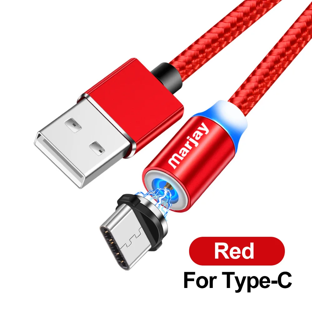 Red Магнитный кабель Marjay для быстрой зарядки usb type-C кабель для samsung S8 S9 S10 Plus huawei P30 Pro Xiaomi mi9 mi8 type-C шнур зарядного устройства - Цвет: Red