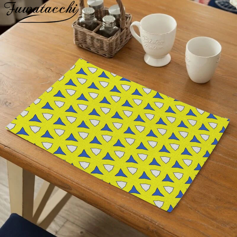 

Fuwatacchi Yellow Geometric Floral Dining Table Placemats Plaid Waterproof Kitchen Tool Tableware Napkins Coffee Tea Cup Mat New