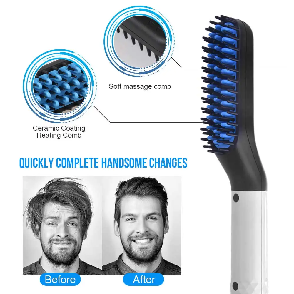 

Multifunctional Hair Flatten Side Comb Quick Beard Straightener Curling Curler Show Men Beauty Hair Styling Tool Free shipping