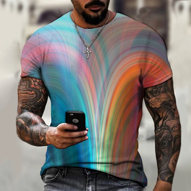 2022 Summer New Fashion Trend Street Men's Clothing, 3d Printing Abstract Art, Street Hip-hop Style Loose Casual Short Sleeves CTZ2335