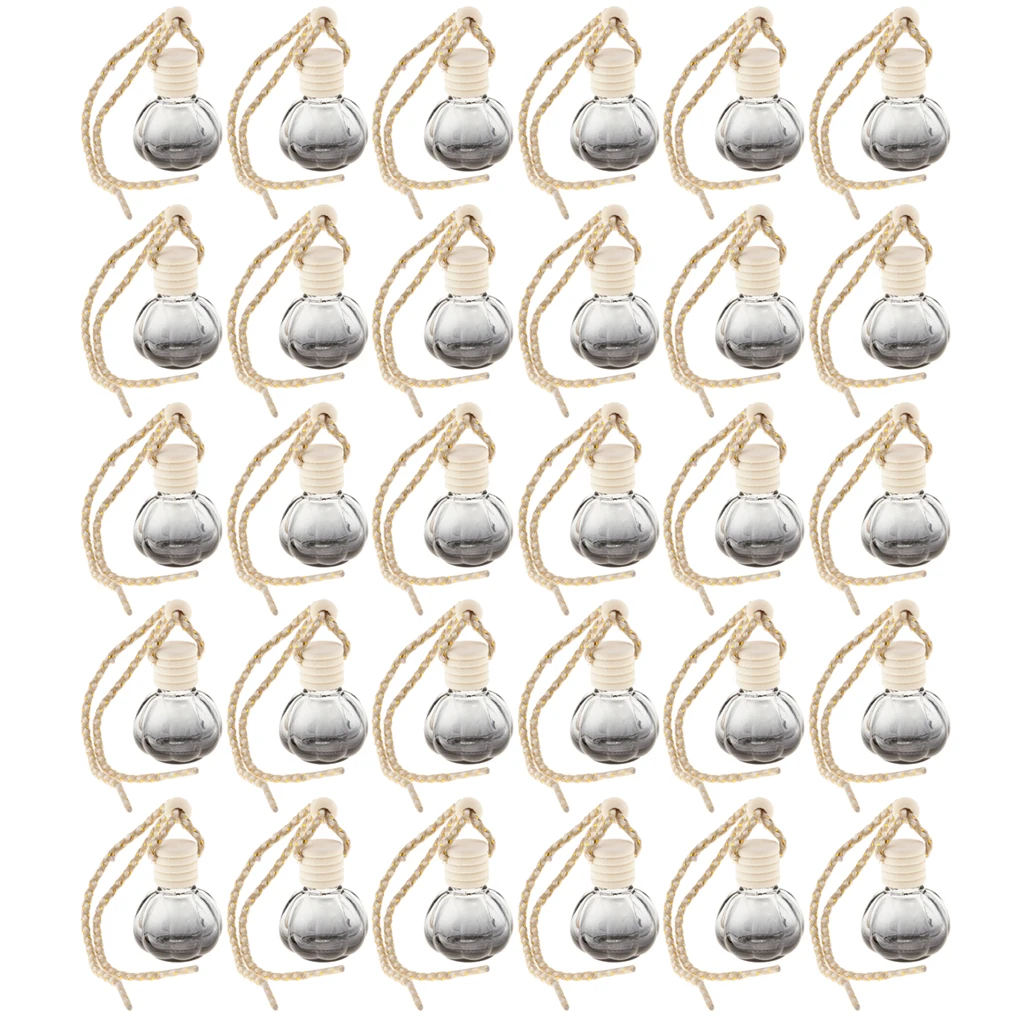 30Pcs Empty Glass Bottle Fragrance Car-styling Car Hanging Perfume Pendant Auto Decoration For Essential Oils Diffuser 10ml