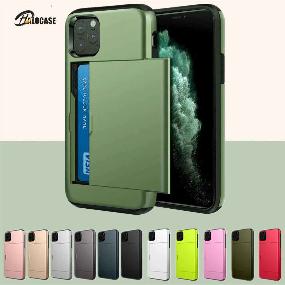 informatie stapel Interpersoonlijk Armor Slide Card Case For Iphone 11 12 Pro Max Se 2 2020 5 5s Card Slots  Holder Cover For Iphone Xs Max Xr X 8 7 6 6s Plus Funda - Mobile Phone  Cases & Covers - AliExpress