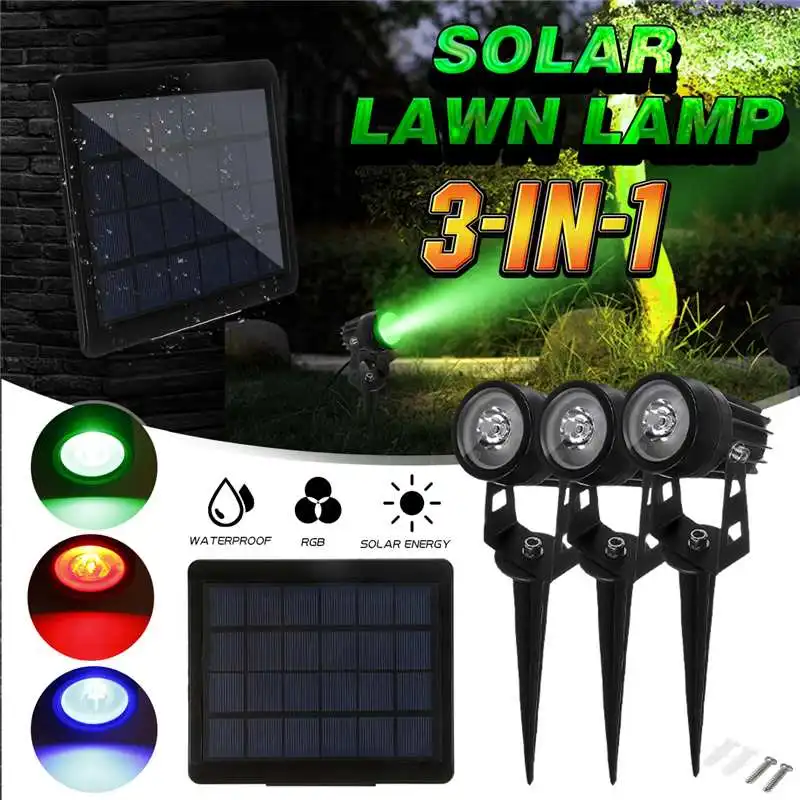 

RGB LED Lawn Solar LED 3 in 1 Spot Light Garden IP65 Waterproof Outdoor Landscape Decoration Lighting