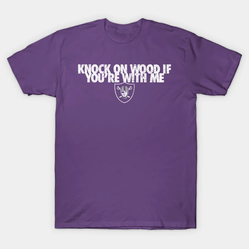 Фиолетовый Knock On Wood If You're With Me T-Shirt Football t shirt knock on wood if youre with me knocks silver and black - Цвет: Фиолетовый