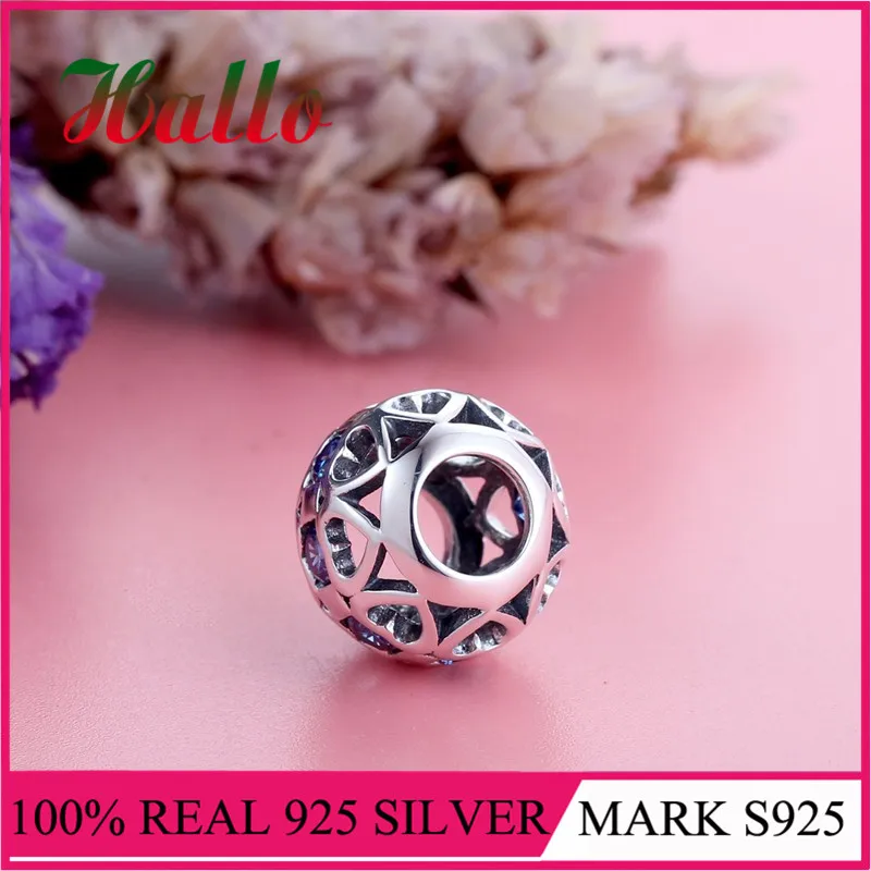 Ажурное Сердце Хрустальные Подвески encantos de plata 925 для изготовления ювелирных изделий Подходит Браслеты diy аксессуары