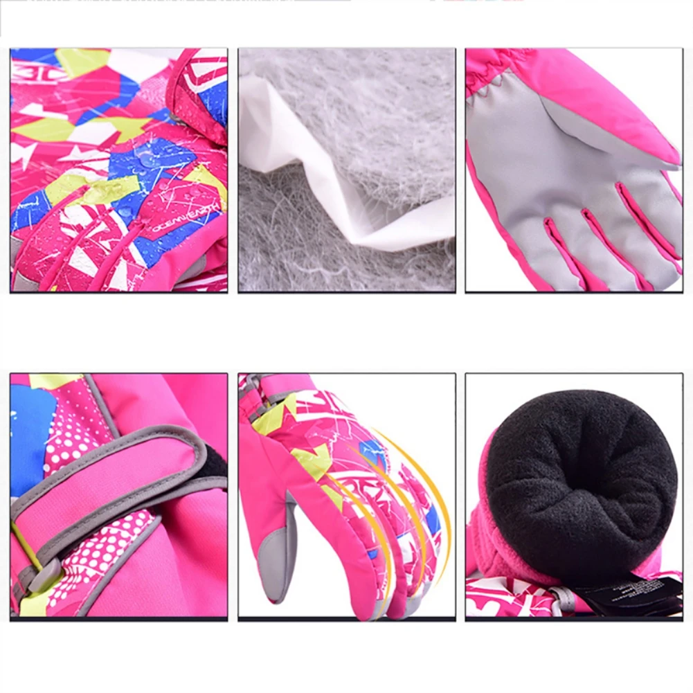 Children Warm Windproof Skiing Gloves Boys Girls Anti-slip Winter Snow Snowboard Gloves Outdoor Riding Mitten Gloves 6