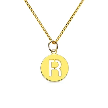 

Uonney Dropshipping Personalized Cut Out Initial Disc Charm Necklace Custom Classic Disc Letter Necklace Perfect Gift For Her