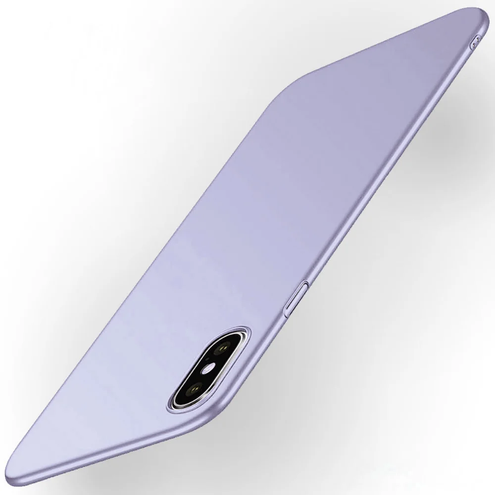 Ультратонкий чехол для iPhone X XS 11 Pro Max XR, тонкий матовый чехол 360, полный ПК, жесткие чехлы для iPhone 11 X XS чехол - Цвет: light purple
