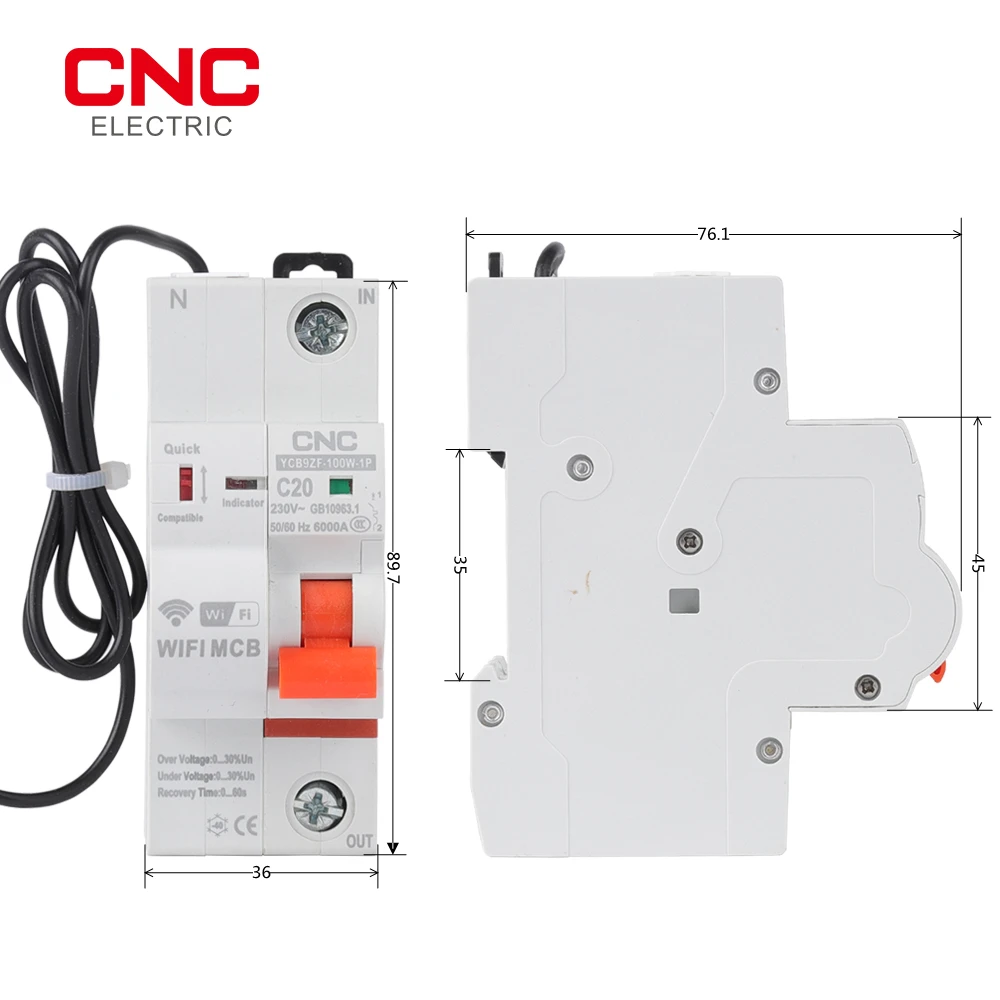 CNC Din Rail Tuya WIFI Circuit Breaker Timer Remote Control APP Smart Automatic Intelligent Interruptor WIFI Switch MCB