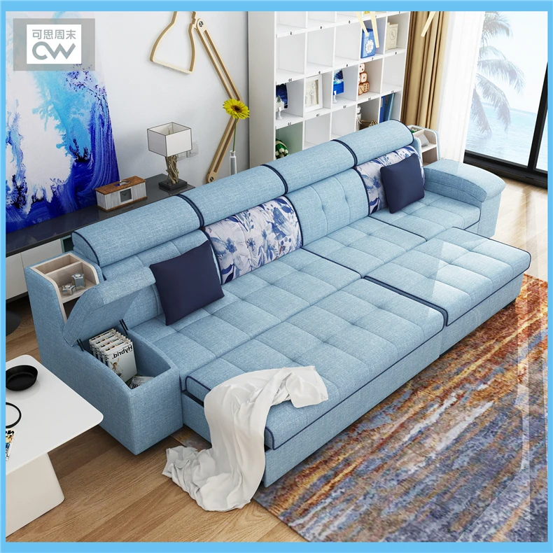 Linen Fabric Sofa Bed Living Room Furniture Couch/velvet Cloth Sofa Bed