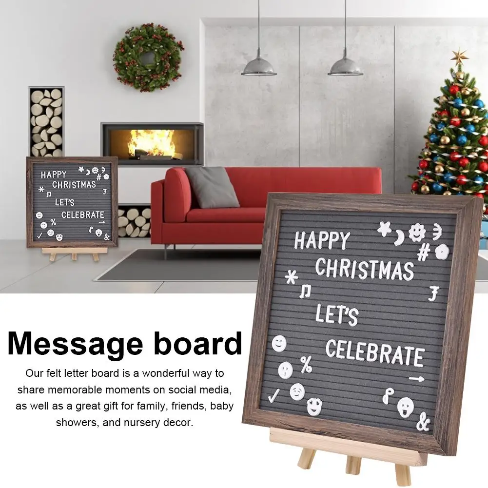 

Felt Letter Board With Rustic Wood Frame, 510 White Letters, Months & Days & Script Cursive Words, Wall & Tabletop Display Decor