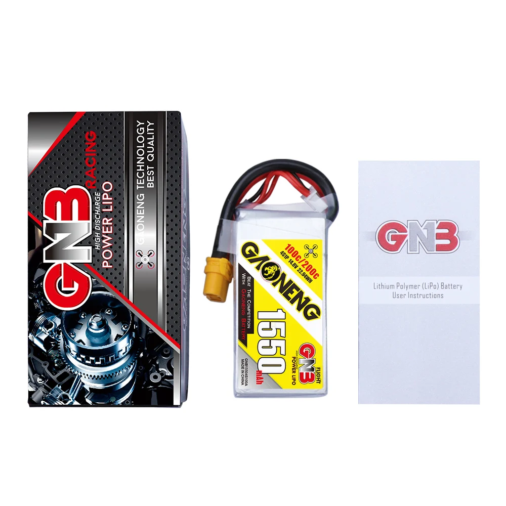 GaoNeng GNB 1550mAh 4S 100C 14,8 V Lipo батарея с разъемом XT60 для FPV гоночный Дрон Квадрокоптер Дрон гоночный Самолет RC запчасти