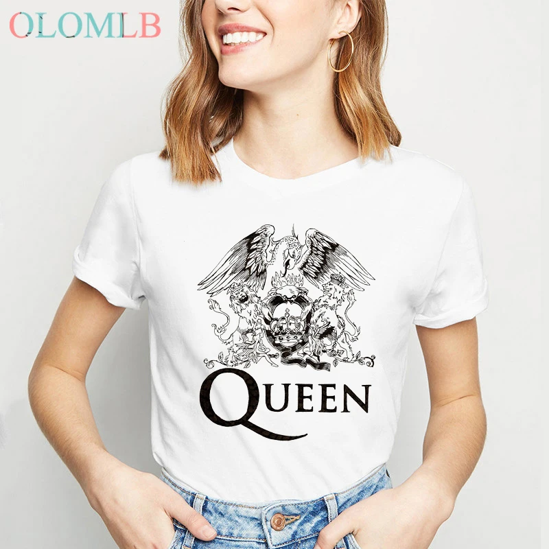 Фредди Меркьюри в queen Группа Футболка Для женщин в стиле хип-хоп рок футболка Hipster Повседневное футболки с забавным принтом femme уличная