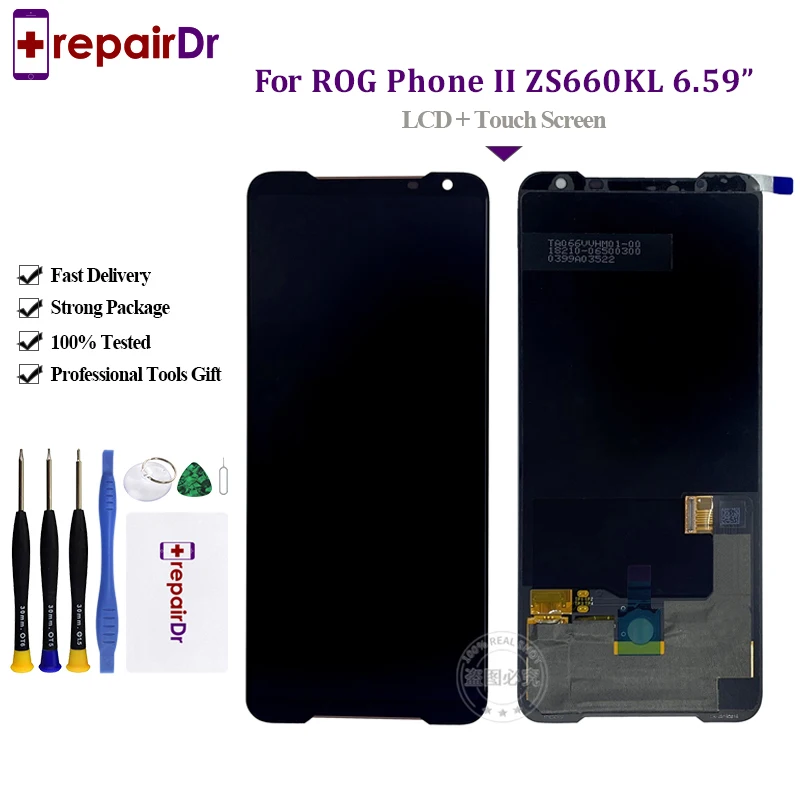 Для 6,5" ASUS ROG Phone 2 Phone2 PhoneⅡ ZS660KL AMOLED ЖК-экран+ сенсорная панель дигитайзер сборка ремонт