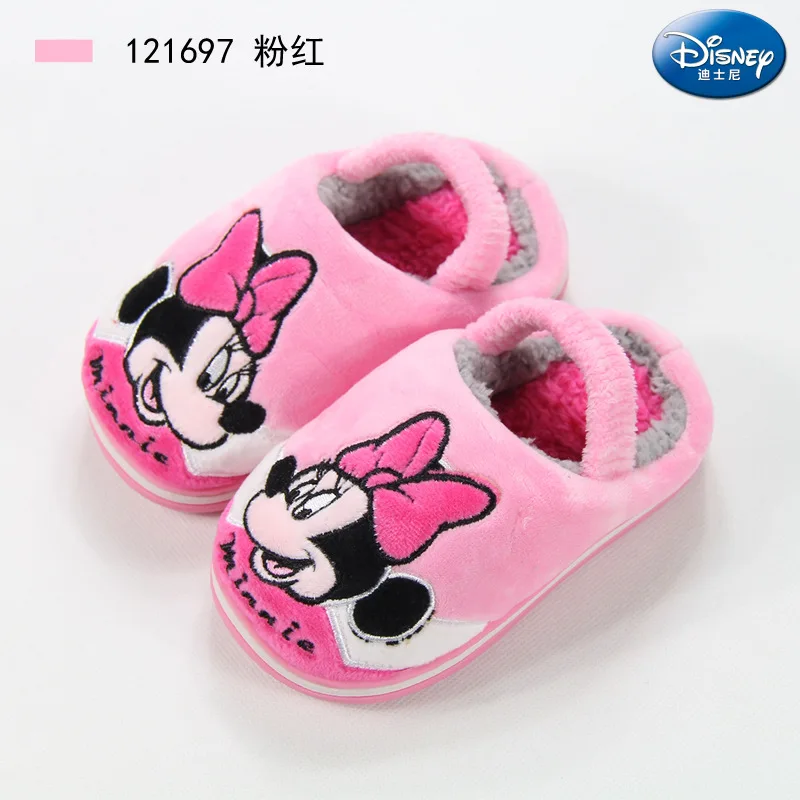 1 Disney/Детские хлопковые тапочки; коллекция года; Новинка; зимняя домашняя обувь для мальчиков и девочек; теплая хлопковая обувь на каблуке; обувь для родителей и детей; Микки - Цвет: 1