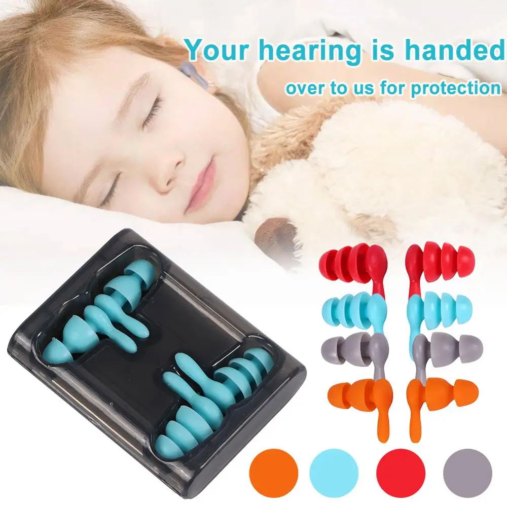 1Pair Soft Silcone Anti Noise Foam Ear Adult Kids Plugs Earplugs Swimming Sleep 